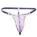 YiZYiF Men's Jacquard Lace See-Through Bluge Pouch Underwear Bikinis T-Back Purple Large