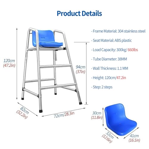 silla para guardavidas alta de acero inoxidable 120 cm miniatura 2