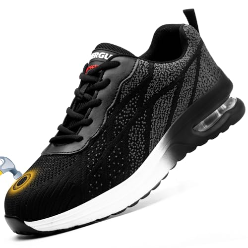 TAERGU Sicherheitsschuhe Herren-S1 Arbeitsschuhe Leicht SBP Stahlkappenschuhe Safety Shoes Einstichresistent Industrieschuhe,Schwarz,EU46