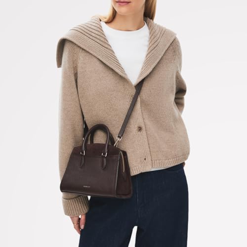 Radley London Portland Way Women's Leather Mini Zip Around Top Handle, Dark Oak - 6