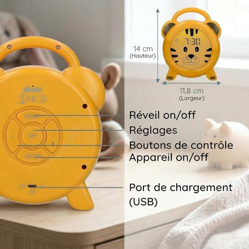 Alecto BC100TIGER Reveil Enfant - Réveil Enfant - Jaune – vue 7