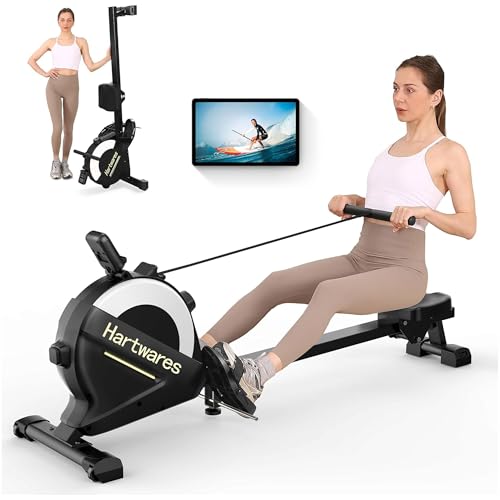Rowing Machines for Home,Hartwares Magnetic Rowing Machine with 77lbs High Resistance Rowing Machine,16 Levels of Quiet Resistance,Rower Machine for Home Row Machine,App Compatible,LCD Monitor