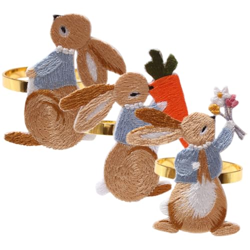 SHOWERORO Servilleteros De Conejito 3pcs Decoración para Fiestas y Comedor Anillo De Servilletas