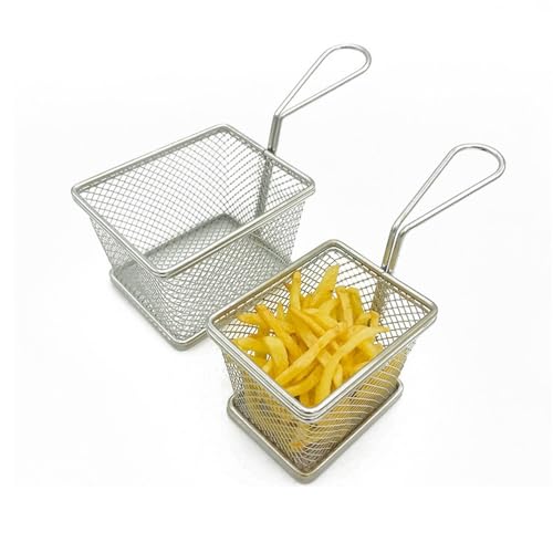 Paniers à frites carrés en acier inoxydable robuste grand format