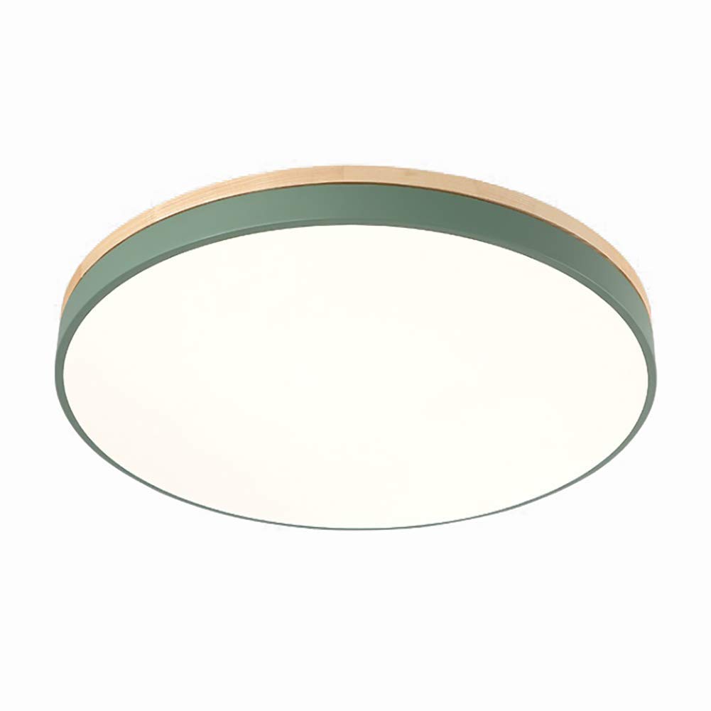Placa LED redonda de 24 W Aron con acabado de madera verde nórdica
