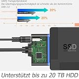 GERUI Adapter USB 3.0 do SATA, kabel SATA na USB, 2 w 1 USB C/3.0 na III adapter dysku twardego, kompatybilny z 2,5-calowym dyskiem twardym i SSD (1 szt.)
