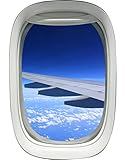 Airplane Window Decal Wing Sky Clouds Mural Peel and Stick Aviation Decor VWAQ-A02