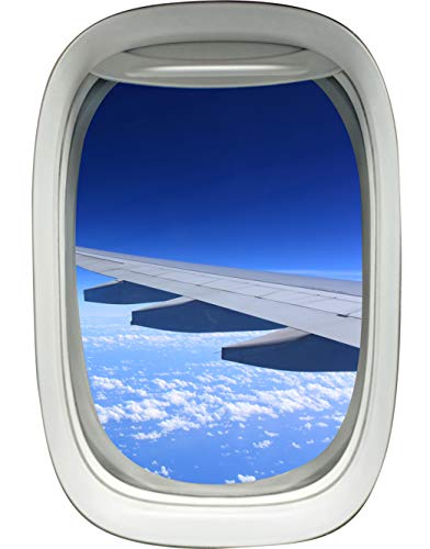Airplane Window Decal Wing Sky Clouds Mural Peel and Stick Aviation Decor VWAQ-A02