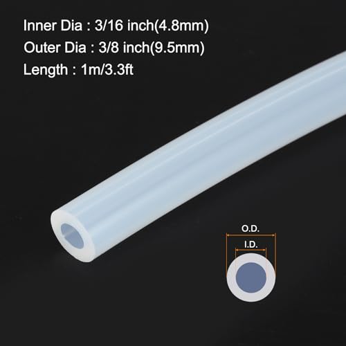 Image of 3.3ft 3 /16 inch ID x 3 /8 inch OD Silicone Tubing Clear Industrial Plastic Tubing Pure Silicone Hoses for Pump Siphoning Draining Irrigation Brewing