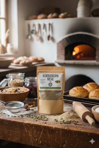 Odenwälder Lebensmittel Premium Kürbiskernmehl, fein gemahlene Kürbiskerne Vegan & Teilentölt mit viel Protein, Ideal zum Backen & für Smoothies - Made in Germany – 300g