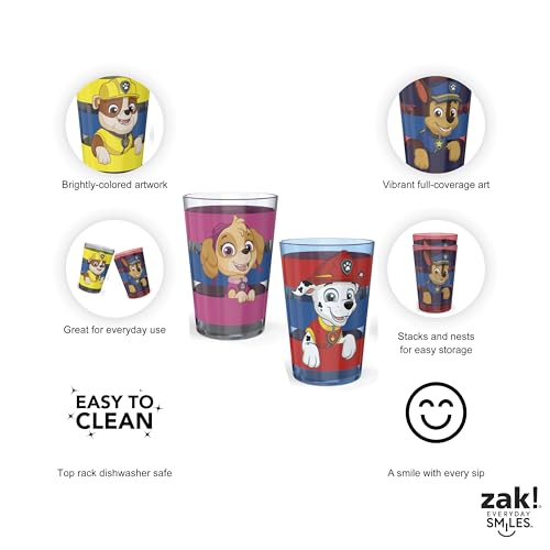 Image of Zak Designs 14.5oz PAW Patrol Nesting Tumbler Set Includes Durable Plastic Cups, Fun Drinkware is Perfect for Kids, 4pk (14.5oz, Chase & Marshall & Skye)