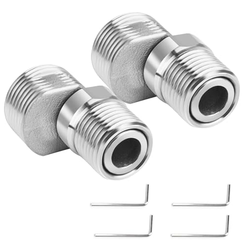 Wasserhahn Adapter 2er, Ausziehbare Duscharmatur-Adapter aus Edelstahl 360° Drehbarer S-Anschluss mit Abgewinkeltem,Gebogenem Fuß und 4 Inbusschlüsseln,Ventile & Verbindungen für Badezimmer und Küche