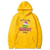 Sudadera con Capucha con Temática Navideña, Sudadera con Capucha Unisex, Motivo De Hulk, Estilo Urbano (Yellow,3XL)