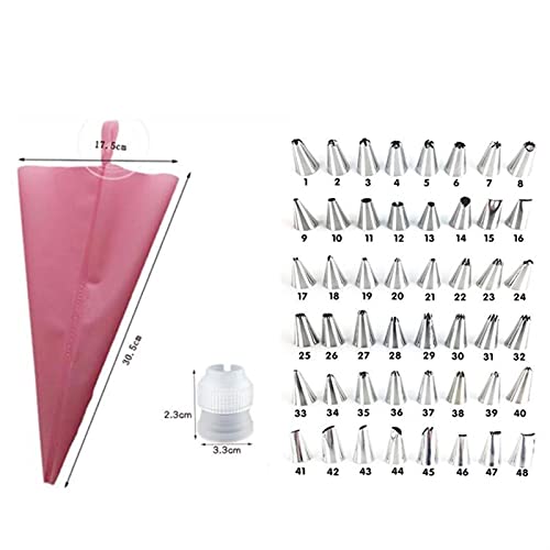 8/14 / 26/50 stks roze siliconen gebak tassen tips 48 icing piping nozzle crème herbruikbare gebak tas cake decorating… - Image 5