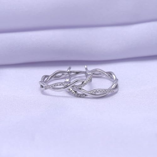 Twisted Hoop Earrings for Women Moissanite 1/8 CT in 925W by Wishrocks - Used condition - Image 5
