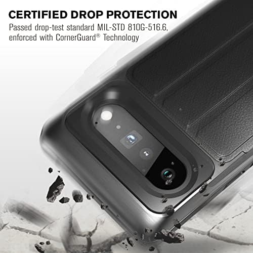 Vena Wallet Case Compatible with Google Pixel 6 Pro, vCommute (Military Grade Drop Protection) Flip Leather Cover Card Slot Holder with Kickstand (Space Gray)