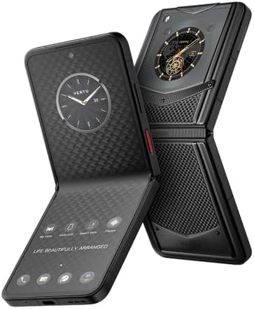 VERTU IRONFLIP Custom Carbon Fiber Flip Cell Phone, Unlocked Android 5G Smartphone, Foldable Design, One-Hand Control, 50MP Camera, 12G+512G, Dual SIM, 6.9" 120Hz OLED, Fast Charge (Carbon Black)