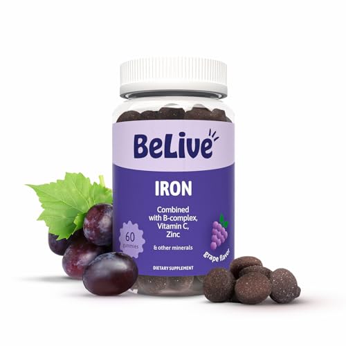 BeLive Iron Gummies - Multivitamin Supplement with Vitamin C, A, B & Zinc, Supports Blood Oxygen,...
