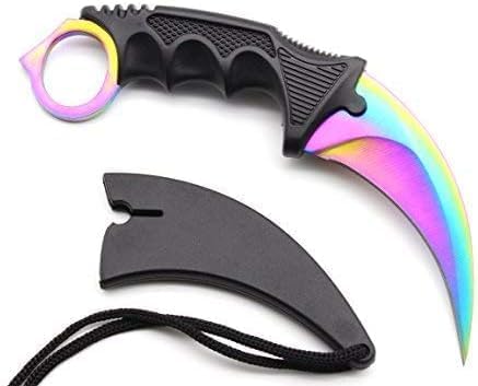 Image of Multipurpose Stainless Steel Utility Knife with Protective Sheath | Sharp Blade, Anti-Slip Ergonomic Grip | Portable & Lightweight Tool for Kitchen, Home, Outdoor, Camping & Everyday Tasks (Rainbow)