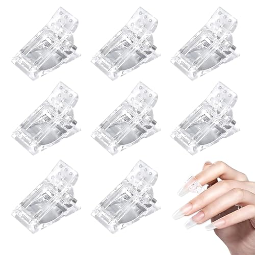 LACHT 8 pezzi Clip Trasparente per Unghie Mollette, Polygel, Pinze per la Ricostruzione Punte per la Costruzione Rapida Clip Unghie Ricostruzione, Gel Polygel Acrygel Unghie (Trasparente)