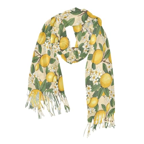ALAZA Lemon Flowers Dots Women’s Scarf Soft Warm Long Scarves Shawl Wrap for Winter Autumn Home Office Travel