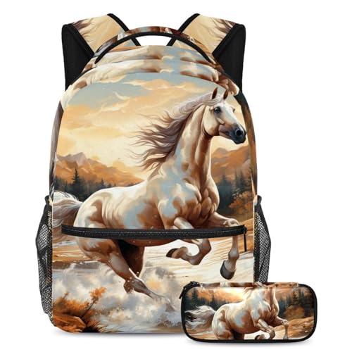 Sac d'école tendance 2 pièces multicolore #03 avec grand volume de jour