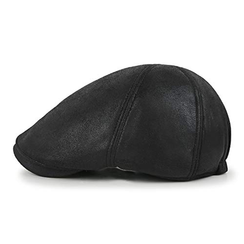 Ililily New Men¡¯S Flat Cap Vintage Cabbie Hat Gatsby Ivy Caps Irish Hunting Hats Newsboy With Stretch Fit - 001-2, Black, One Size #TOP2