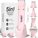 Rasierer Damen 5-in-1 Intimrasierer für Frauen Elektrischer Damenrasierer Gesichtshaarentferner für Frauen Ipx7 Wasserdicht Trimmer Damen für Beine, Arme, Achseln und Bikinizone Rosa