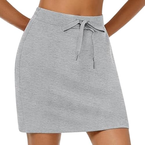 HswsEJ Skirt with Shorts Underneath Stretchy Workout Shorts Dressy Casual Summer Athletic Tennis Wrap Mini Skirts with Pockets Drawstring High Waisted Skirt Pencil Skirt for Women Tummy Control