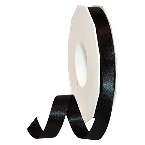 Image of Morex Ribbon 08816 /50-030 Double Face Satin Ribbon 5 /8 inch X 50 YD Black Ribbon for Gift Wrapping, Birthday Gift Cards, Satin Dress for Women, Silk Ribbons for Crafts, Wedding Gifts for Couple