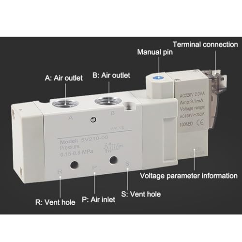 Vanne de régulation 24V pneumatique à haute réactivité 5V210-08