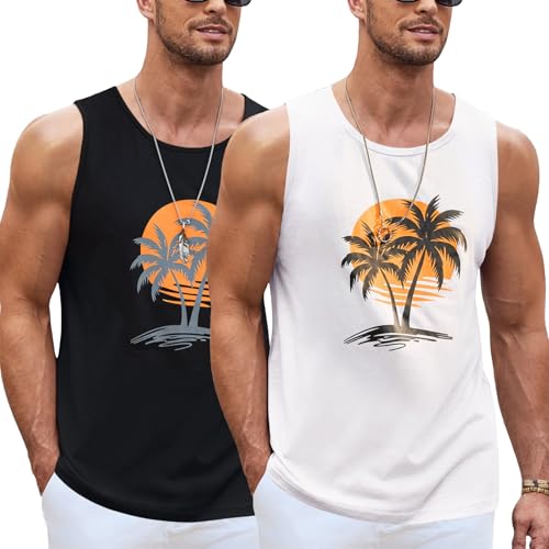 Quoboquo Canotta Uomo Girocollo con Stampa Canottiera Smanicata per Palestra Sport Bodybuilding Fitness Allenamento Maglietta Senza Maniche Estiva Fresca Morbida Taglio Oversize,Nero,M