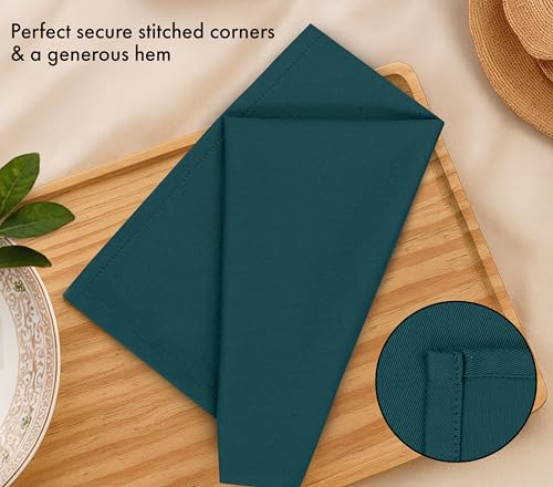 Image of Ruvanti Cloth Napkins Set of 12, 18x18 Inches Napkins Cloth Washable, Soft, Durable, Absorbent, Cotton Blend. Table Dinner Napkins Cloth for Thanksgiving, Halloween Dinners Parties - Deep Teal