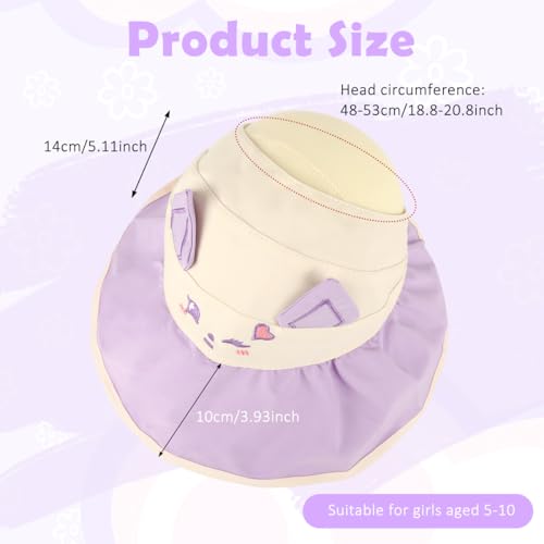 Image of SNOWIE SOFT Wide Brim Sun Hat for Kids Girls with Neck Flap Shawl, UPF 50+ Adjustable Chin Strap Sun Protection Hat for Girls 2-10 Years Old, Summer Breathable Sun Visor Hat Windproof Beach Hat