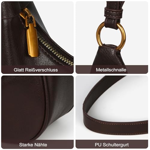 GSenhui Kleine Handtasche Damen Y2K Schultertasche Klein Elegant Hobo Shoulder Bag Women PU Leder Umhängetasche Vintage für Frauen Reisen
