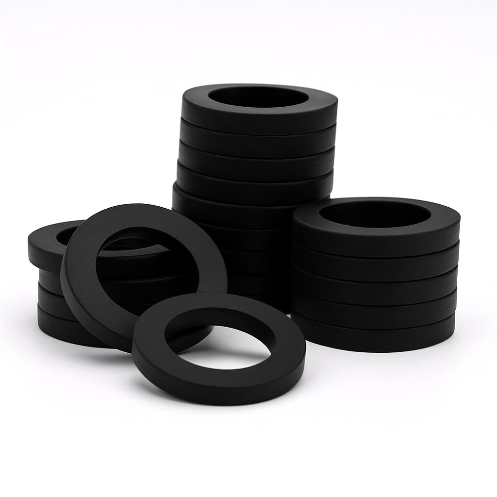 50-Pack 1/2 Inch Rubber Washer Gaskets – Flat Hose Washers for Garden Hose, Faucet, Shower Head, Leak-Proof O-Ring Seals for Plumbing and Outdoor Use