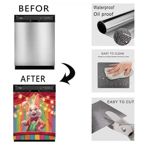 Image of BVBOX Dishwasher Magnet Cover 23 inchx26 inch, Reusable Magnetic Refrigerator Covers, Decorative Magnets Cover Fridge Door Skin Panel Stickers for Home Kitchen Appliance