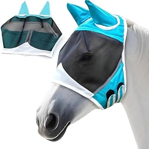 Shengruili Pferde Fliegenmaske mit Ohrenschutz