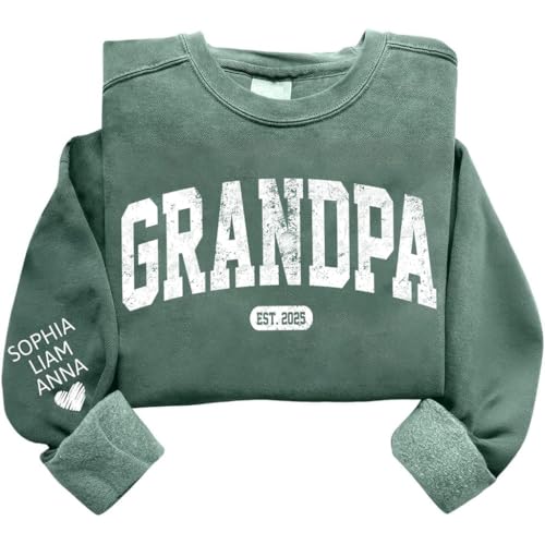 HHLYN14 Personalized Grandpa EST Sweatshirt Custom Year Crewneck with Name Unique Gift for Father Grandfather or Uncle Warm Family Outfit Celebrating Love and Togetherness
