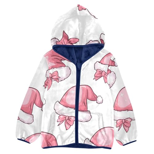 Bow Christmas Hat Girls Fleece Jacket Girls Fall Jacket Girls Zip Up Hoodie Girls Sherpa Jacket 2-10T