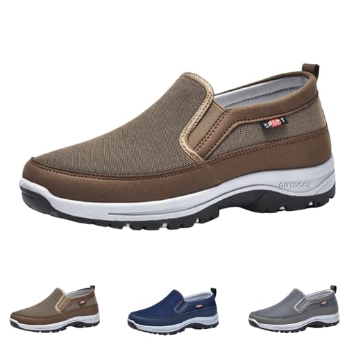 CNA Trop Orthopedic Shoes for Men Slip-On Canvas Loafers CNA Trop Shoes for Men Outdoor Hiking Orthopedic Breathable Walking Loafers (Brown,11)
