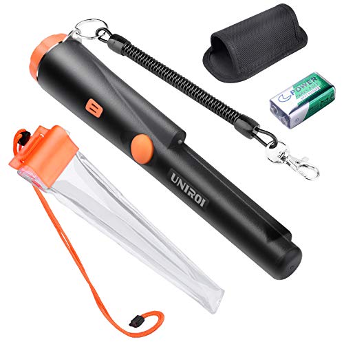 UNIROI PinPointer Metal Detector with Waterproof Case, Metal Detector with 9V Battery, Buzzer Vibration LED Indicator Automatic Tuning (New Version)