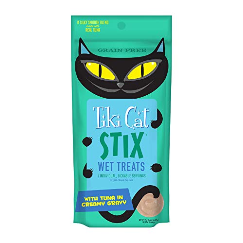 Tiki Pets Cat Stix Tuna Mousse – 6 Single-Serve Pouches – Protein Rich Treats, 3Oz (Pack Of 1), Green #TOP12