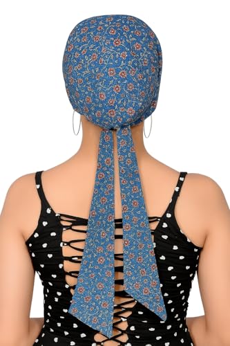 Image of Pure Cotton Double Layer Head Scarves Hair Wrap Cap, Adjustable Free Size Head Cover for Women, Girls, Under Helmet Cover
