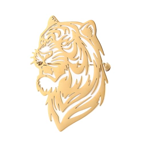 Broche et épingle tête de tigre noir mat accessoire costume homme