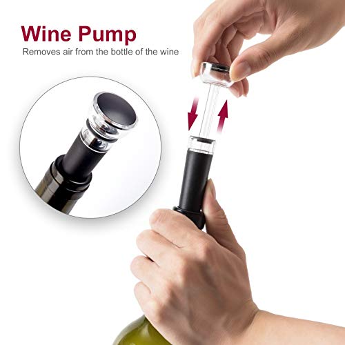 Ycljnjh Electric Bottle Opener Set Battery-Powered Automatic Bottle Opener Set Including Electric Wine Opener, Vacuum Stopper, Aluminum Foil Cutter, Wine Pourer, 4 In 1 Gift Set For Wine Lovers, Black #TOP6