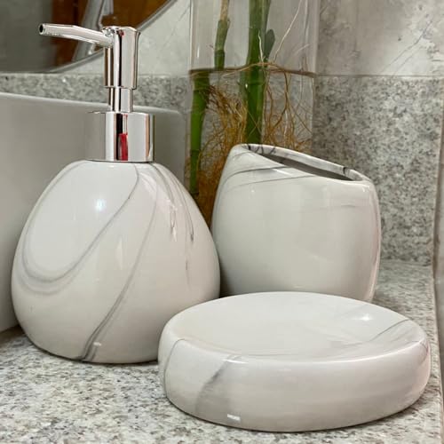 Kit Banheiro Lavabo Conjunto Sabonete Líquido Porta Escova / 475