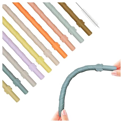 FIHODONE 10 Piezas Pajitas Reutilizables Coloridas,230mm Mojito Paja,Palhinhas Reutilizaveis Pajitas Comestibles Silicona Con un Cepillo de Limpieza,Adecuado para Jugos, Té con Leche, Cócteles