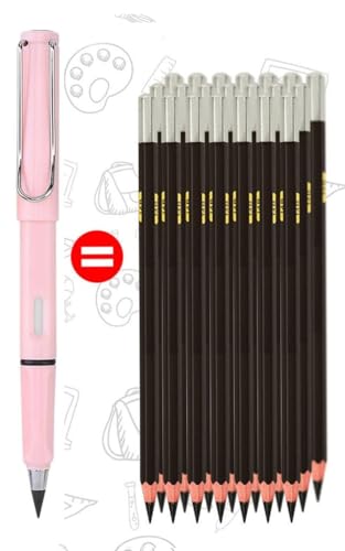 Ewiger Bleistift 4 Stück Unendlicher Bleistift mit Radiergummi, Metall Tintenlose Bleistifte mit Wechselkopfm, Klares und Flüssiges Schreiben für Kinder und Erwachsene zum Schreiben, Zeichnen, Schule