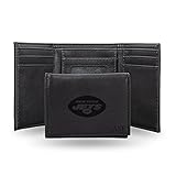 Rico Industries Laser Engraved NFL New York Jets Black Personalized Trifold Wallet